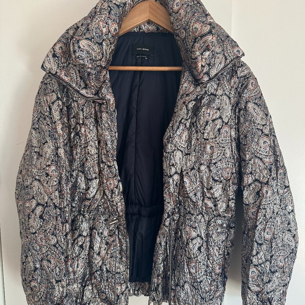 ★ Worn Once! ★ Isabel Marant Calvin Metallic Paisley Puffer Jacket - Picture 4 of 8